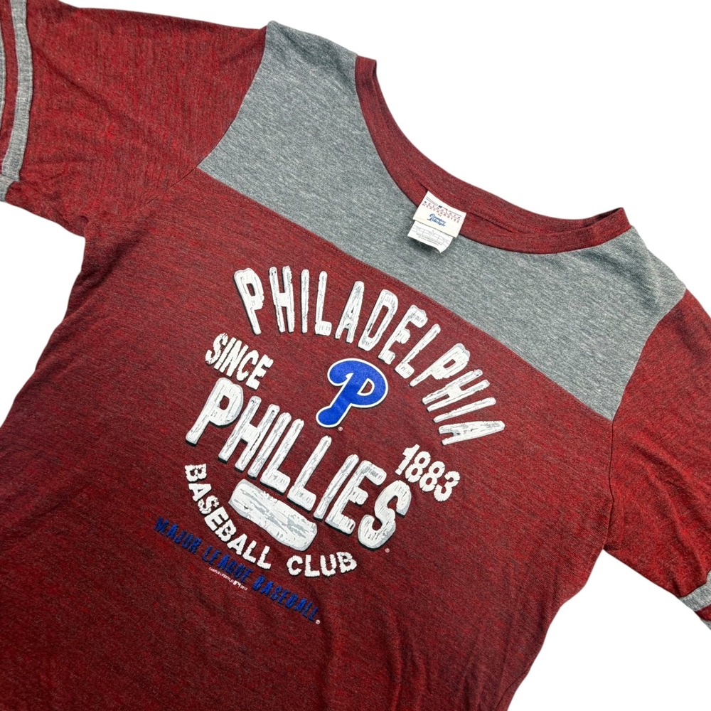 Philadelphia Phillies‎ Campus Lifestyle T-Shirt Womens L Red Grey MLB Baseball